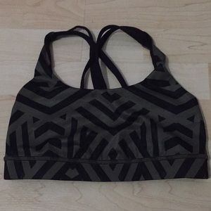 Olive and black patterned lululemon bra